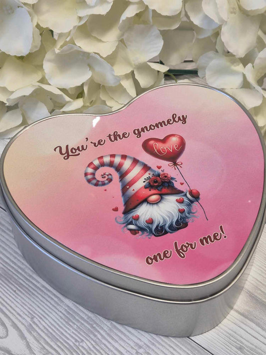 Wax melt Love gnome heart tin with 10 wax melts and tea light